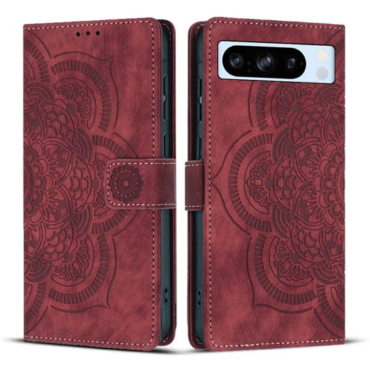 Mandala Embossed Retro Frosted Leather Phone Case, Compatible with Google Pixel 8 Pro
