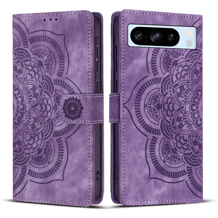 Mandala Embossed Retro Frosted Leather Phone Case, Compatible with Google Pixel 8 Pro