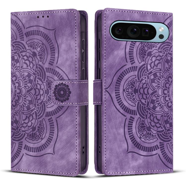 Mandala Embossed Retro Frosted Leather Phone Case, Compatible with Google Pixel 9 / 9 Pro