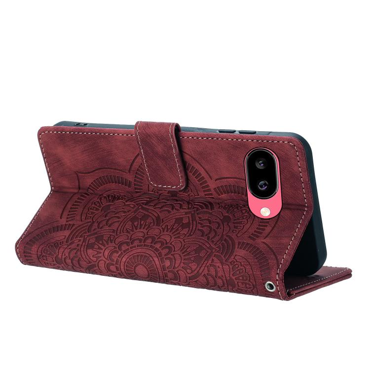 Mandala Embossed Retro Frosted Leather Phone Case, Compatible with Google Pixel 9a