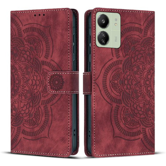 Mandala Embossed Retro Frosted Leather Phone Case, Compatible with Redmi 13C 4G / 5G