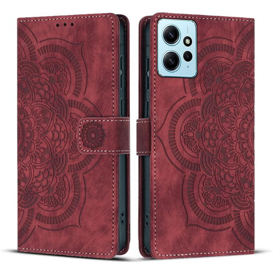 Mandala Embossed Retro Frosted Leather Phone Case, Compatible with Redmi Note 12 4G