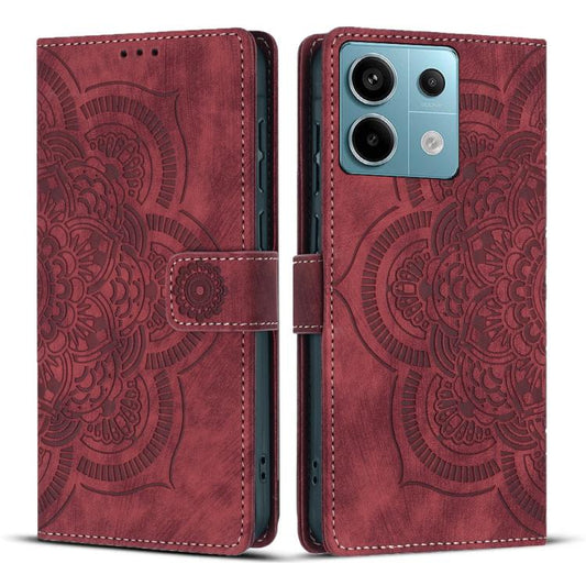 Mandala Embossed Retro Frosted Leather Phone Case, Compatible with Redmi Note 13 Pro 5G