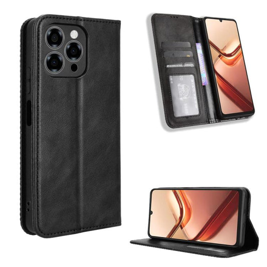 Magnetic Buckle Retro Texture Leather Phone Case, Compatible with Doogee Note 58 / Note 58 Pro