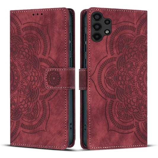 Mandala Embossed Retro Frosted Leather Phone Case, Compatible with Samsung Galaxy A32 5G