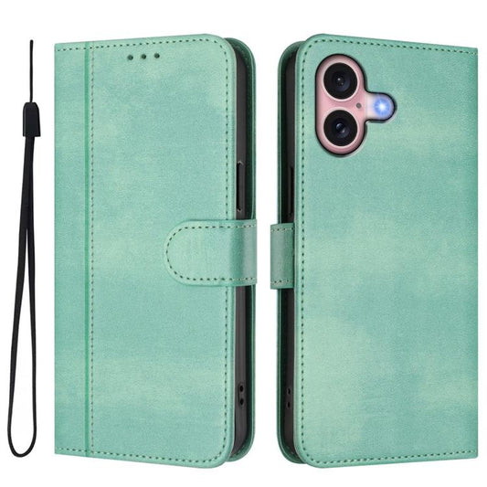 Line Splicing Buckle Retro Leather Phone Case
