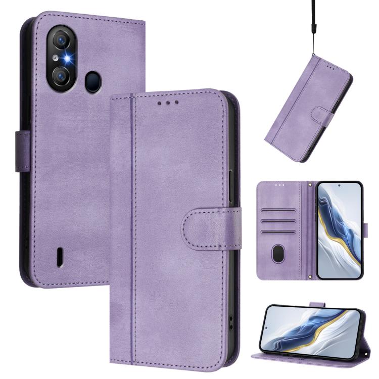 Line Splicing Buckle Retro Leather Phone Case, Compatible with itel A58 Lite / A49 Play