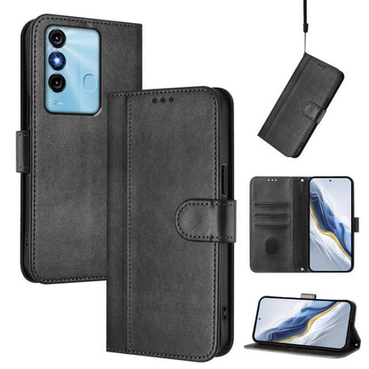 Line Splicing Buckle Retro Leather Phone Case, Compatible with itel P38