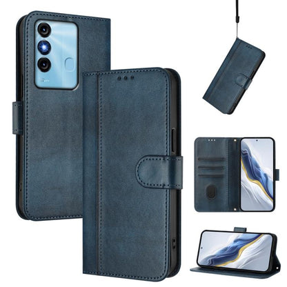 Line Splicing Buckle Retro Leather Phone Case, Compatible with itel P38