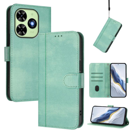 Line Splicing Buckle Retro Leather Phone Case, Compatible with itel P55T 4G / Tecno Spark Go 2024