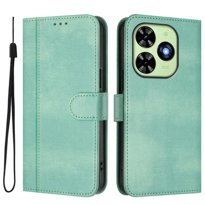 Line Splicing Buckle Retro Leather Phone Case, Compatible with itel P55T 4G / Tecno Spark Go 2024