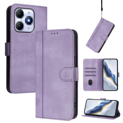 Line Splicing Buckle Retro Leather Phone Case, Compatible with itel A90 4G