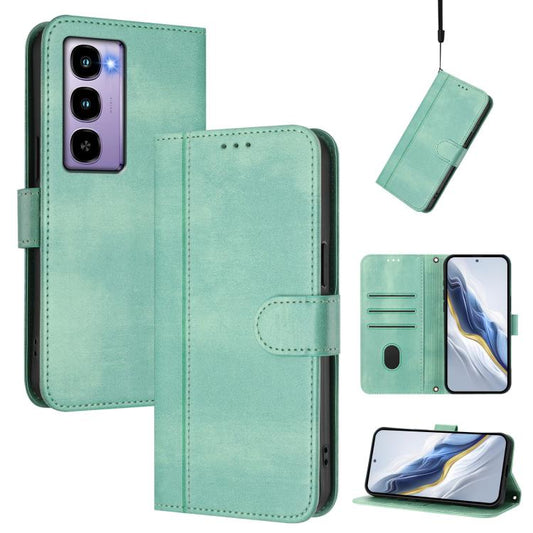 Line Splicing Buckle Retro Leather Phone Case, Compatible with itel City 100