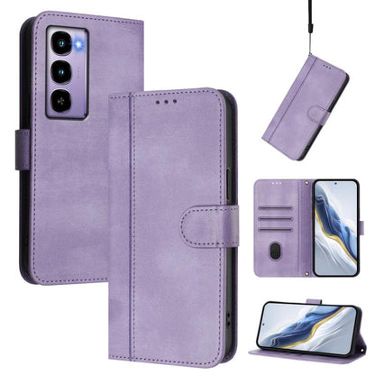 Line Splicing Buckle Retro Leather Phone Case, Compatible with itel City 100