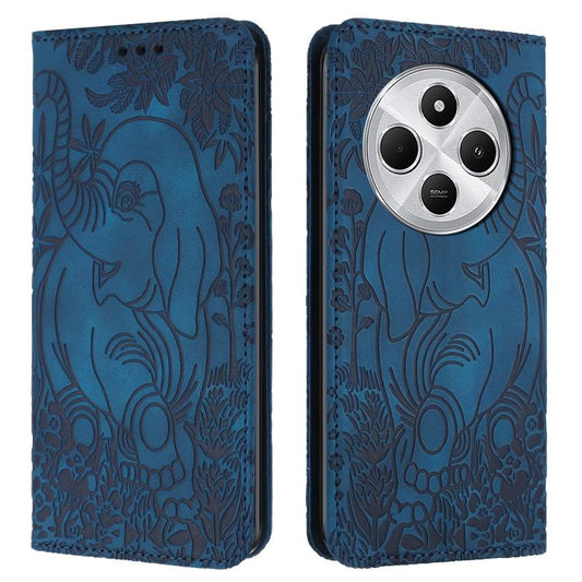 Retro Elephant Embossed Leather Phone Case, Compatible with Redmi 14C 4G