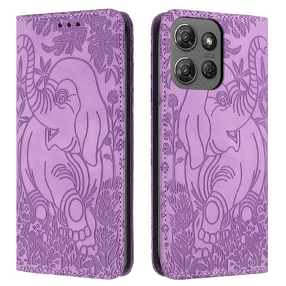 Retro Elephant Embossed Leather Phone Case, Compatible with Motorola Moto G Power 2025