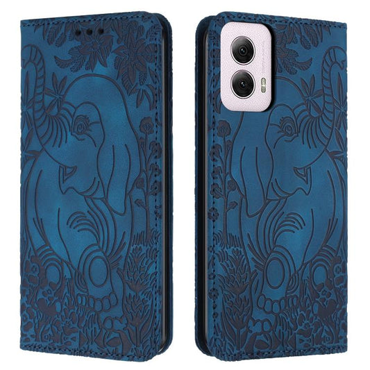 Retro Elephant Embossed Leather Phone Case, Compatible with Motorola Moto G Power 2024