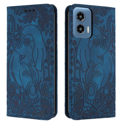 Retro Elephant Embossed Leather Phone Case, Compatible with Motorola Moto G 2024