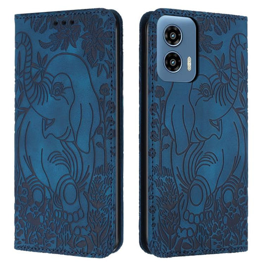 Retro Elephant Embossed Leather Phone Case, Compatible with Motorola Moto G 2024
