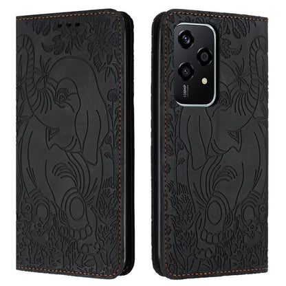 Retro Elephant Embossed Leather Phone Case, Compatible with Honor 200 Lite Global