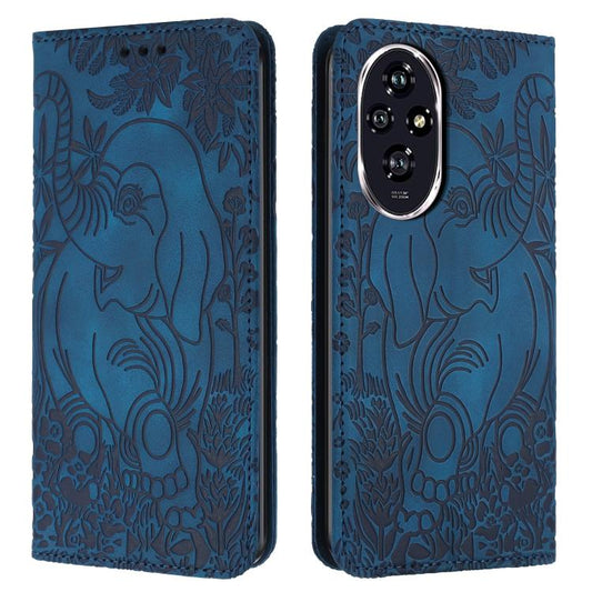 Retro Elephant Embossed Leather Phone Case, Compatible with Honor 200 Pro