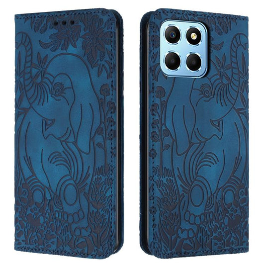 Retro Elephant Embossed Leather Phone Case, Compatible with Honor X6 4G