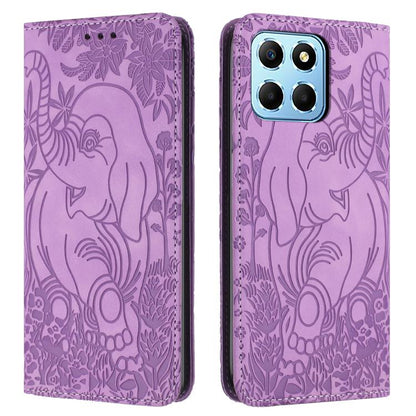 Retro Elephant Embossed Leather Phone Case, Compatible with Honor X6 4G
