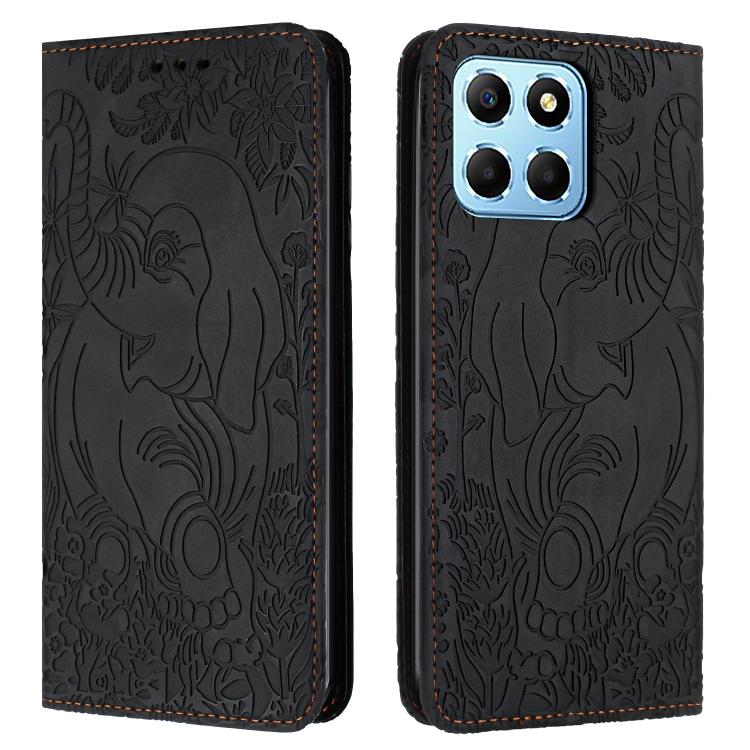 Retro Elephant Embossed Leather Phone Case, Compatible with Honor X6 4G