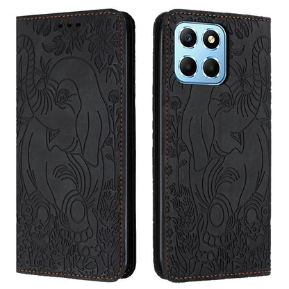 Retro Elephant Embossed Leather Phone Case, Compatible with Honor X6 4G