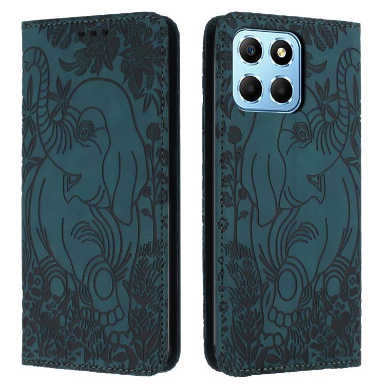 Retro Elephant Embossed Leather Phone Case, Compatible with Honor X6 4G