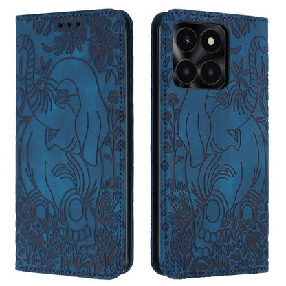 Retro Elephant Embossed Leather Phone Case, Compatible with Honor X6a / X6b
