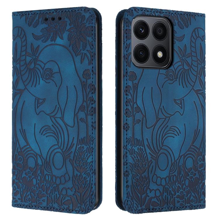 Retro Elephant Embossed Leather Phone Case, Compatible with Honor X8a