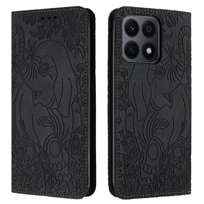 Retro Elephant Embossed Leather Phone Case, Compatible with Honor X8a