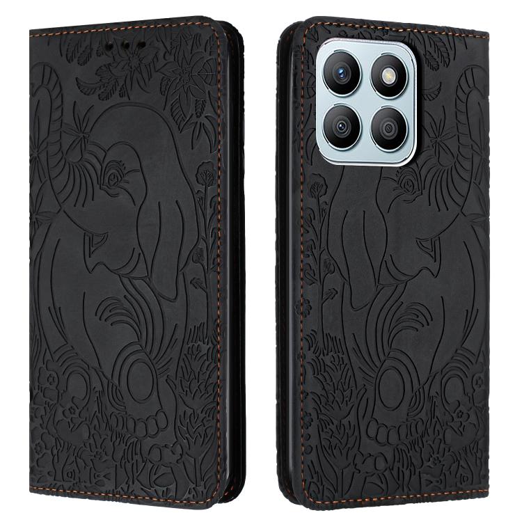 Retro Elephant Embossed Leather Phone Case, Compatible with Honor X8b