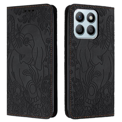 Retro Elephant Embossed Leather Phone Case, Compatible with Honor X8b