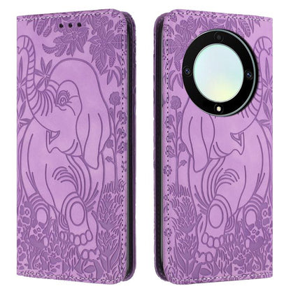 Retro Elephant Embossed Leather Phone Case, Compatible with Honor Magic5 Lite