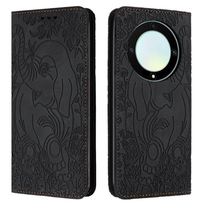 Retro Elephant Embossed Leather Phone Case, Compatible with Honor Magic6 Lite