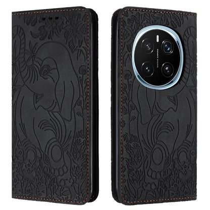 Retro Elephant Embossed Leather Phone Case, Compatible with Honor Magic7 Pro