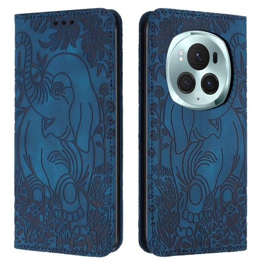 Retro Elephant Embossed Leather Phone Case, Compatible with Honor Magic6 Pro