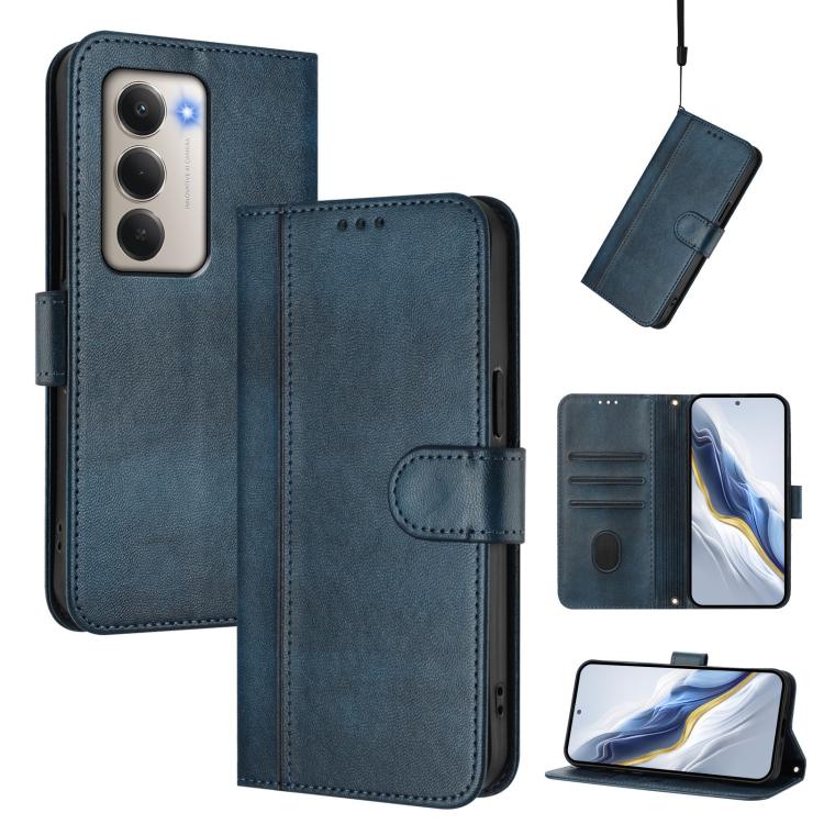 Line Splicing Buckle Retro Leather Phone Case