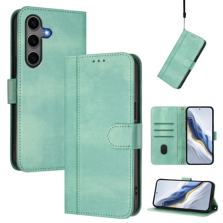 Line Splicing Buckle Retro Leather Phone Case