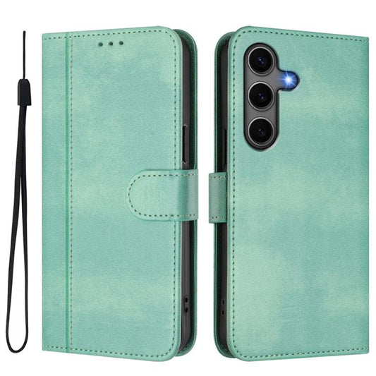 Line Splicing Buckle Retro Leather Phone Case