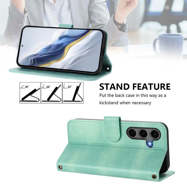Line Splicing Buckle Retro Leather Phone Case