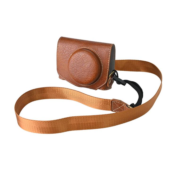 Retro Litchi Texture Leather Full Body Camera Case Bag with Strap, Compatible with Canon G7 X Mark III / G7X3