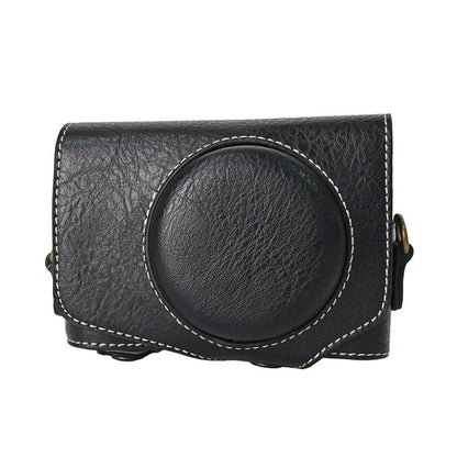 Retro Litchi Texture Leather Full Body Camera Case Bag with Strap, Compatible with Canon PowerShot SX740 HS