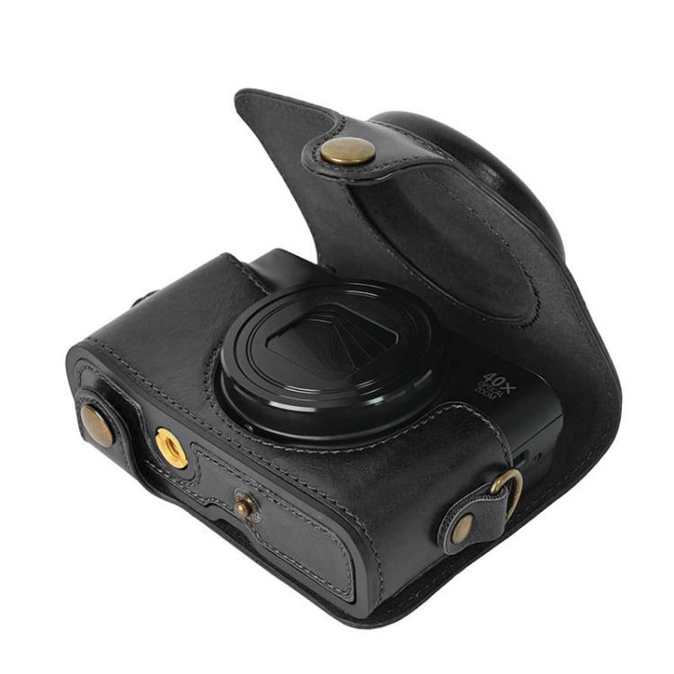 Retro Pull Up Leather Full Body Camera Case Bag with Strap, Compatible with Canon PowerShot SX740 HS