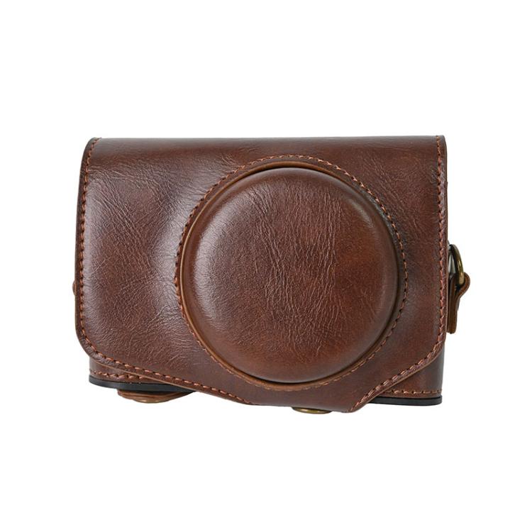 Retro Pull Up Leather Full Body Camera Case Bag with Strap, Compatible with Canon PowerShot SX740 HS