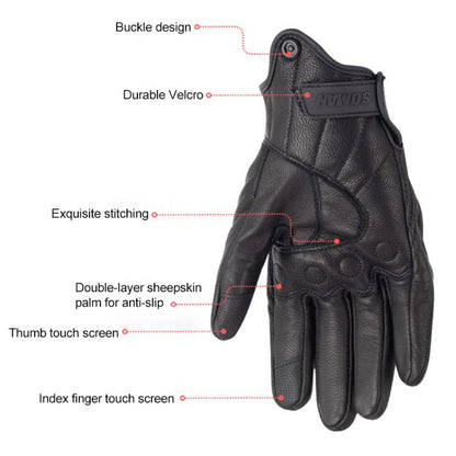 SOMAN MG-24 Motorcycle Sheepskin Gloves Touch Screen Off-road Riding Retro Gloves, L