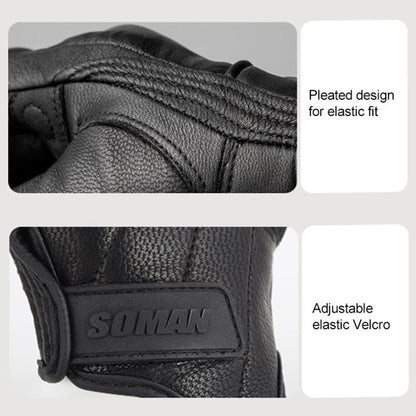 SOMAN MG-24 Motorcycle Sheepskin Gloves Touch Screen Off-road Riding Retro Gloves, XL