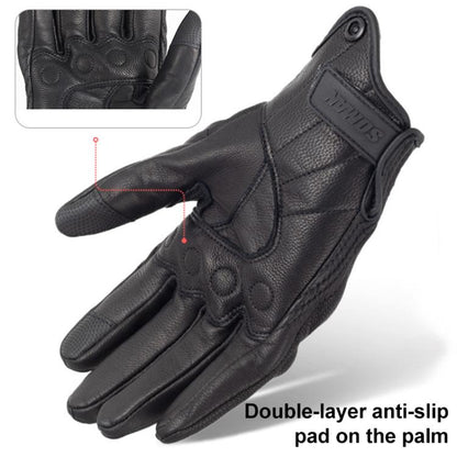 SOMAN MG-24 Motorcycle Sheepskin Gloves Touch Screen Off-road Riding Retro Gloves, M